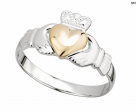 Silver with 10k Gold Claddagh Ring