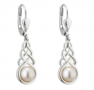Silver Celtic Pearl Earrings