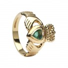 Claddagh Ring with heart shaped Emerald