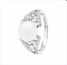 Silver Trinity Knot Pearl Ring